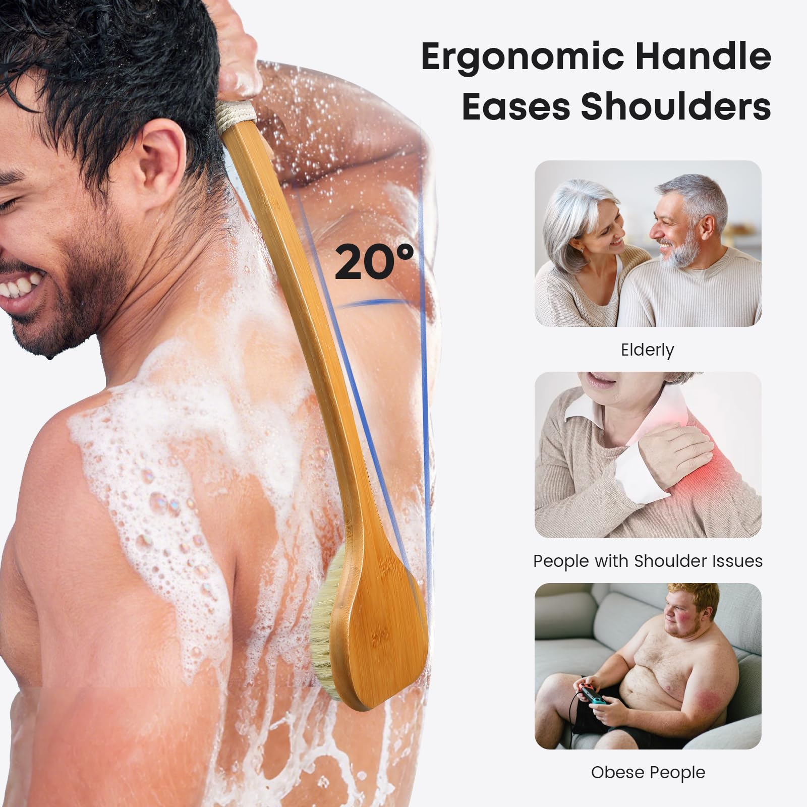 Eaxun 17.3-inch back scrubber length extends reach across your back with precision.