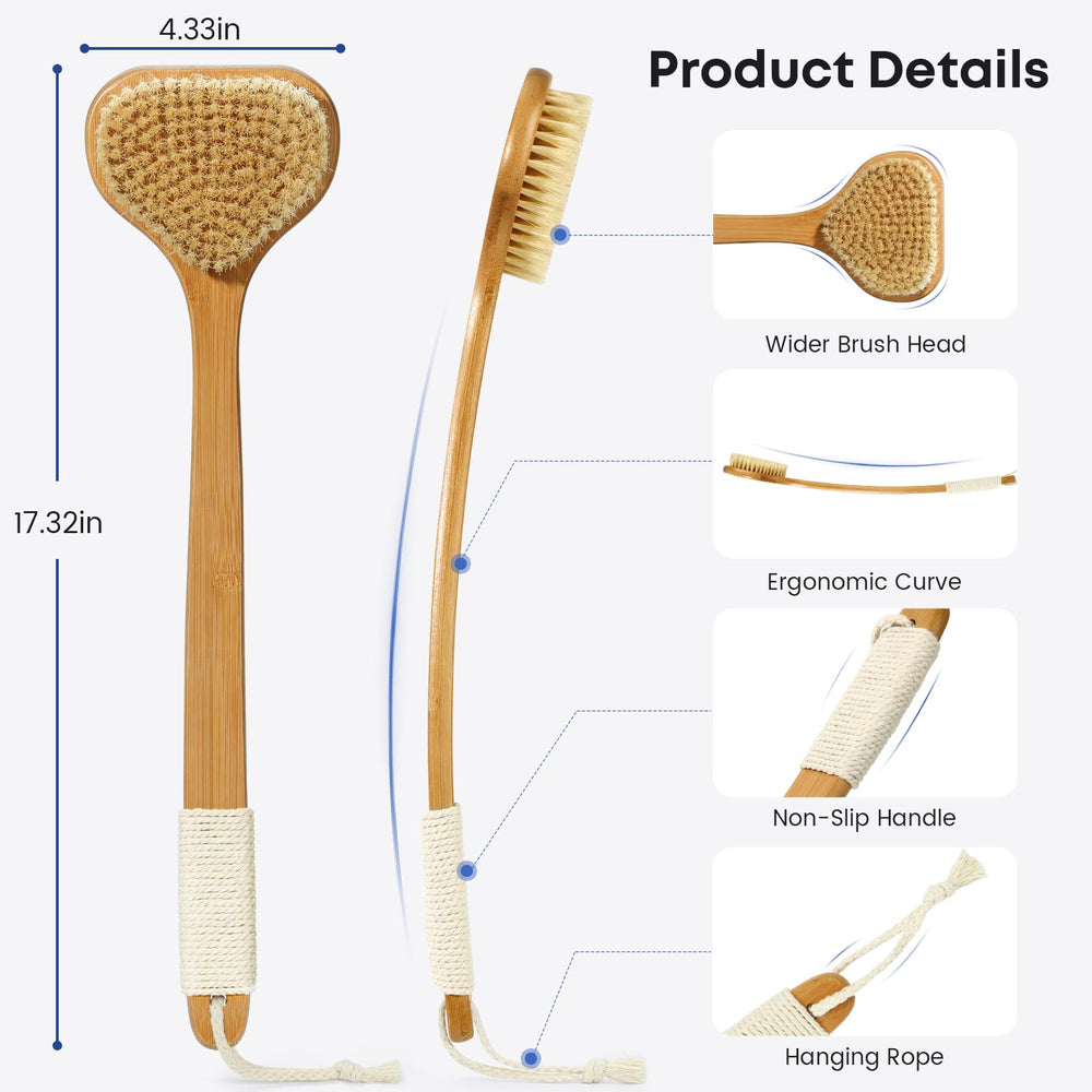 Eaxun Back Scrubber curved design helps reach every back area for a thorough cleanse.