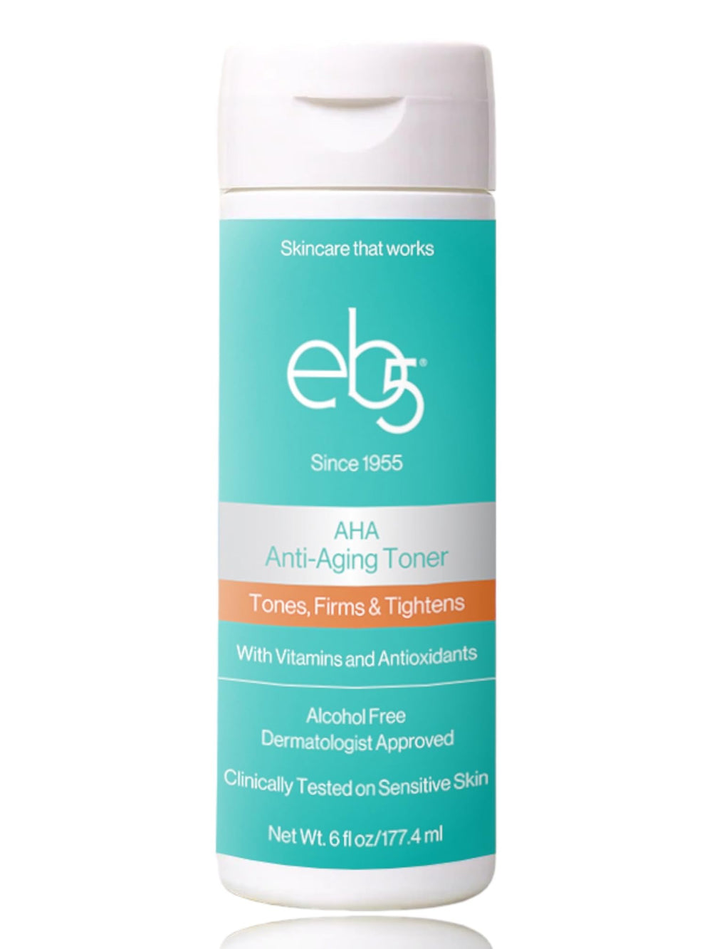 eb5 Aha Anti-Aging Toner bottle showcases refreshing hydration for radiant skin.