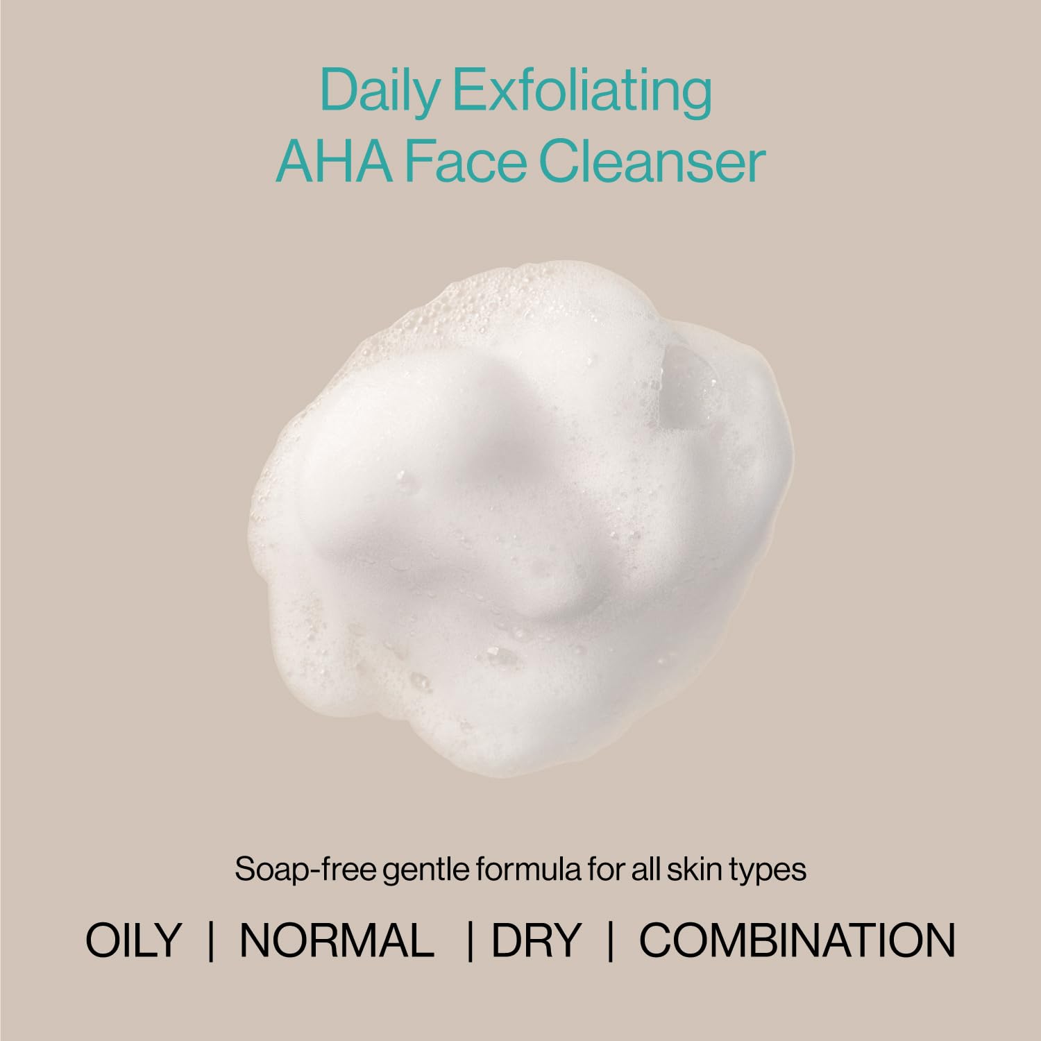 eb5 Exfoliating AHA Cleansing Lotion pump display emphasizes convenient, soap-free cleansing