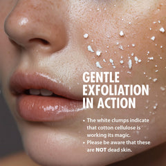 Ebanel Brightening Peeling Gel application action illustrating quick rinse-off cleansing.