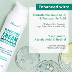 Ebanel dark-spot remover textured cream image suggests night-time use and hydration benefits.