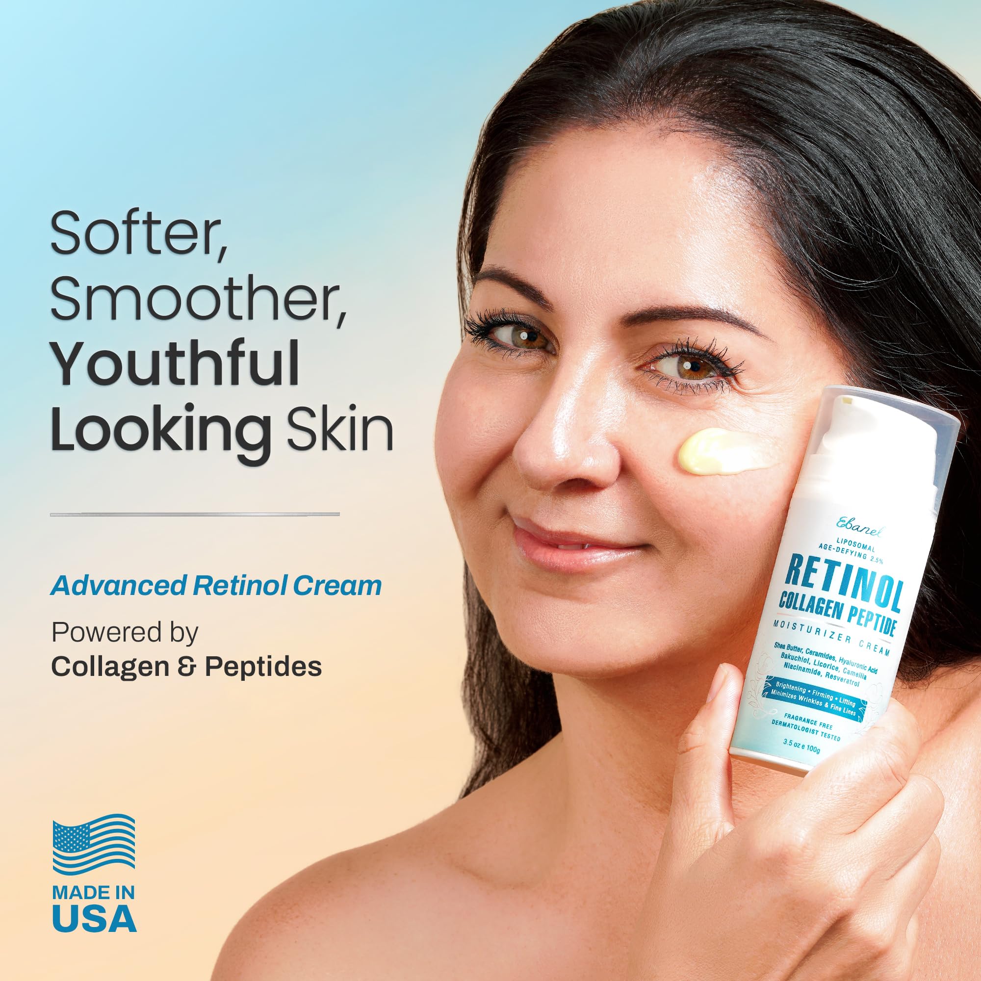 Ebanel Retinol Cream closed jar emphasizes fragrance-free, hypoallergenic care