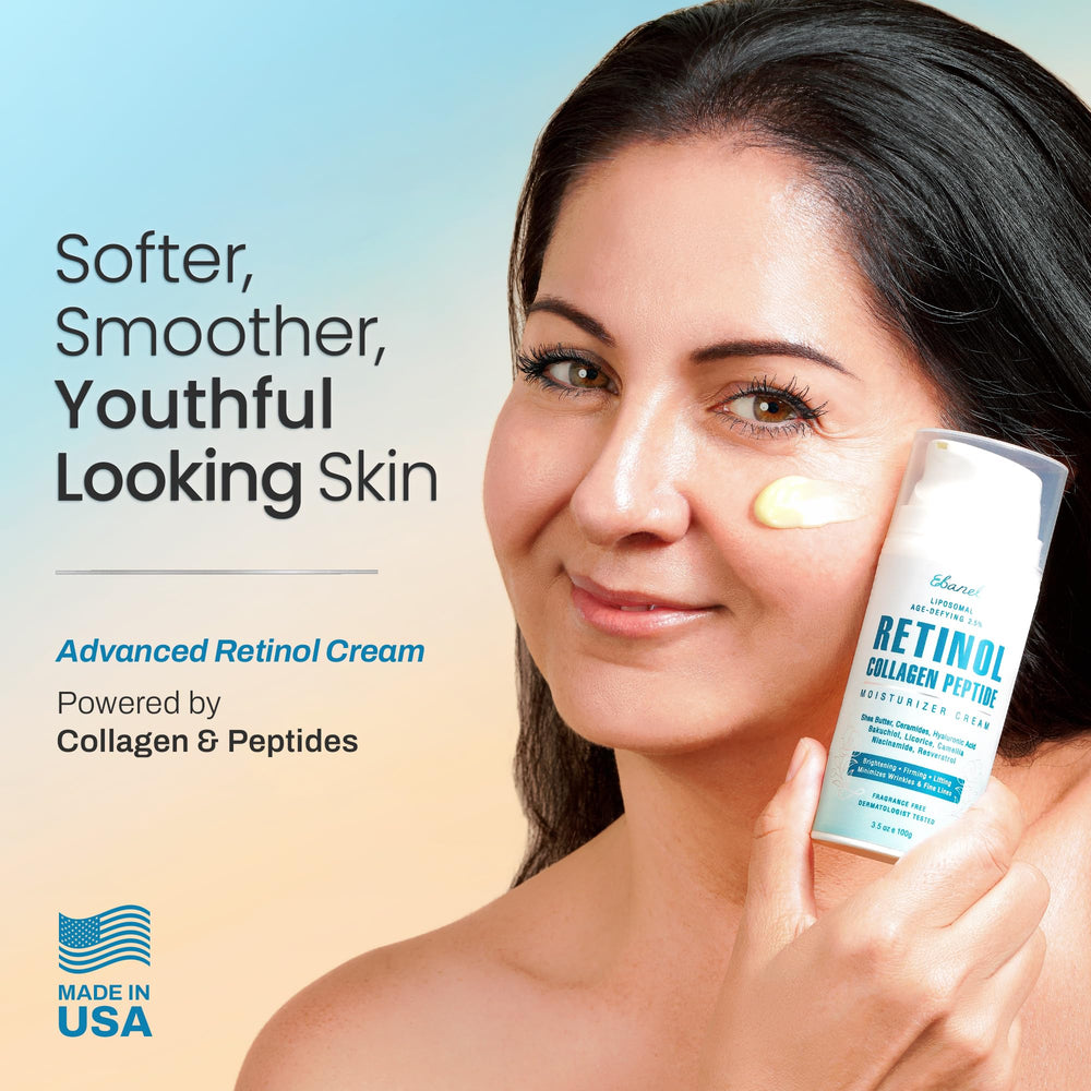 Ebanel Retinol Cream closed jar emphasizes fragrance-free, hypoallergenic care