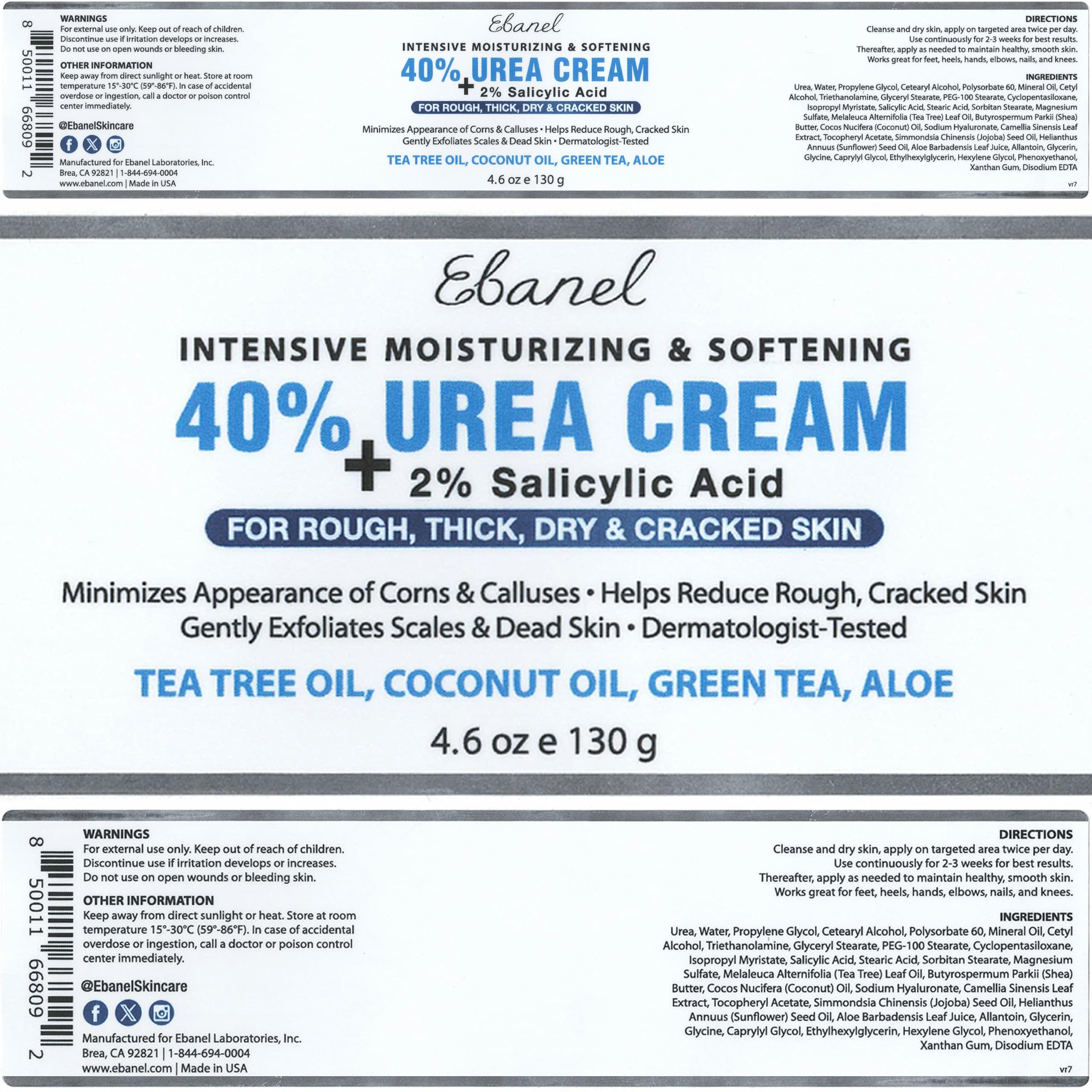 Ebanel Urea Cream 40% for callus removal during routine foot care.