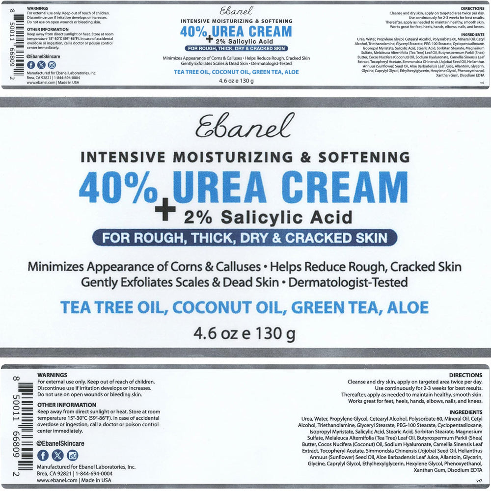 Ebanel Urea Cream 40% for callus removal during routine foot care.
