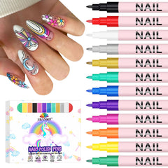 EBANKU 12-color nail art pens packaging showing vibrant range for DIY nails