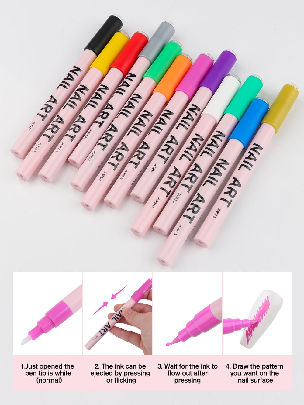 EBANKU easy-to-use nail art pens: shake, flow, and cap after use