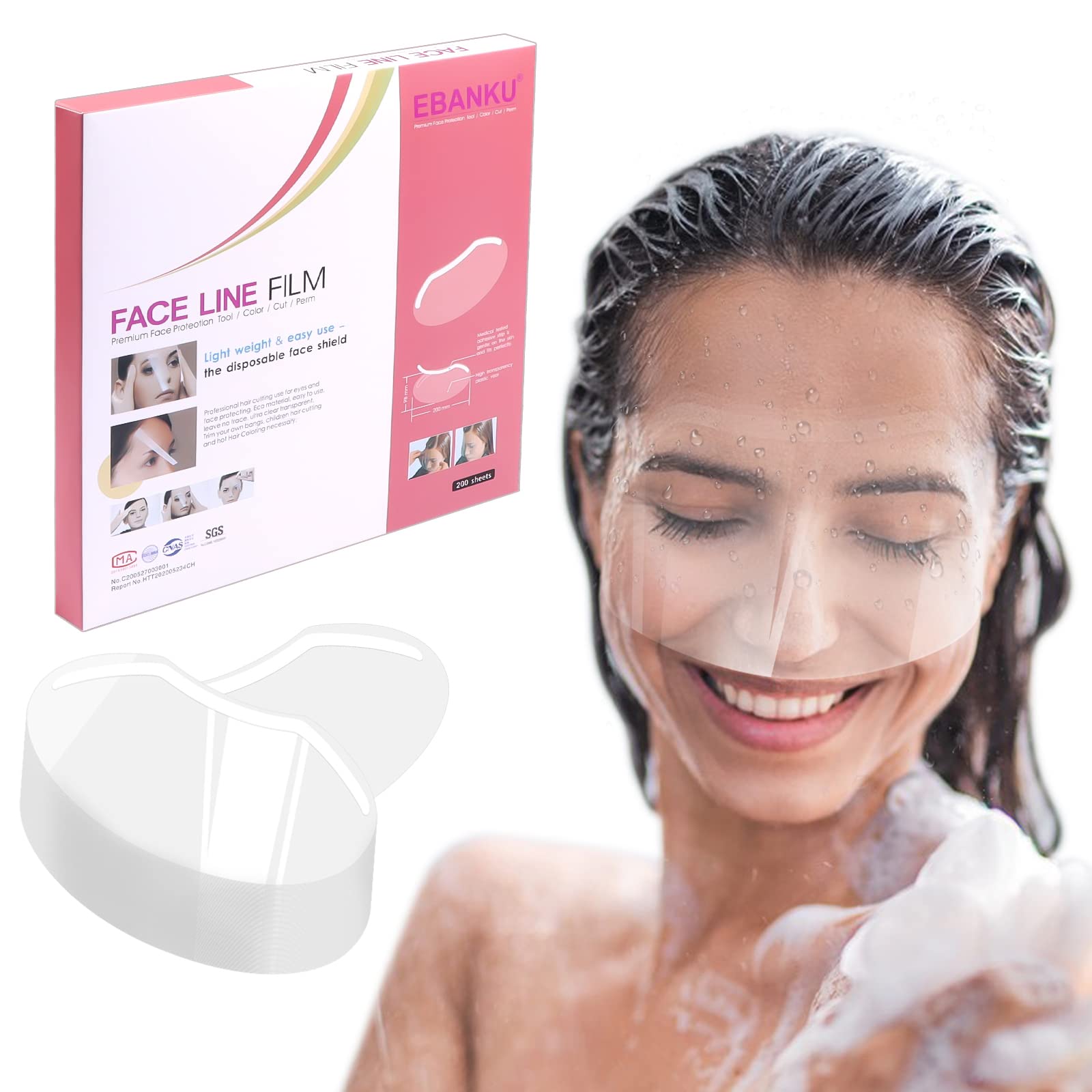 EBANKU face shields 200pcs packaging shows bulk value for salons and clinics