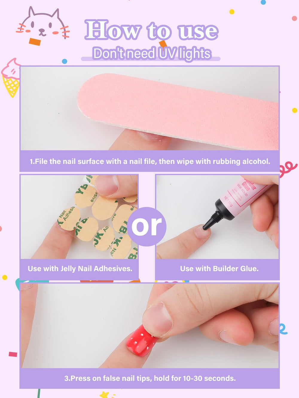 EBANKU jelly nail adhesives close-up highlights quick, mess-free glue-based application.