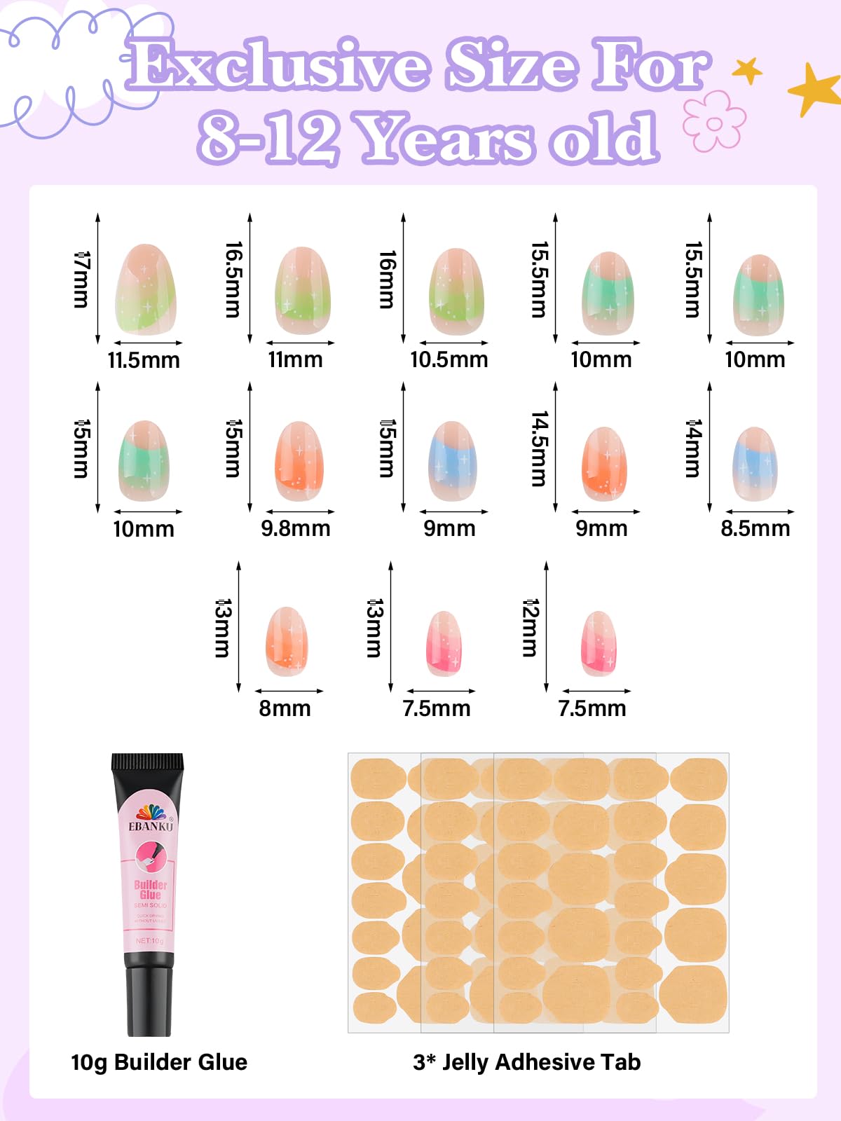 EBANKU jelly nail adhesives image demonstrates quick, mess-free nail sticking.