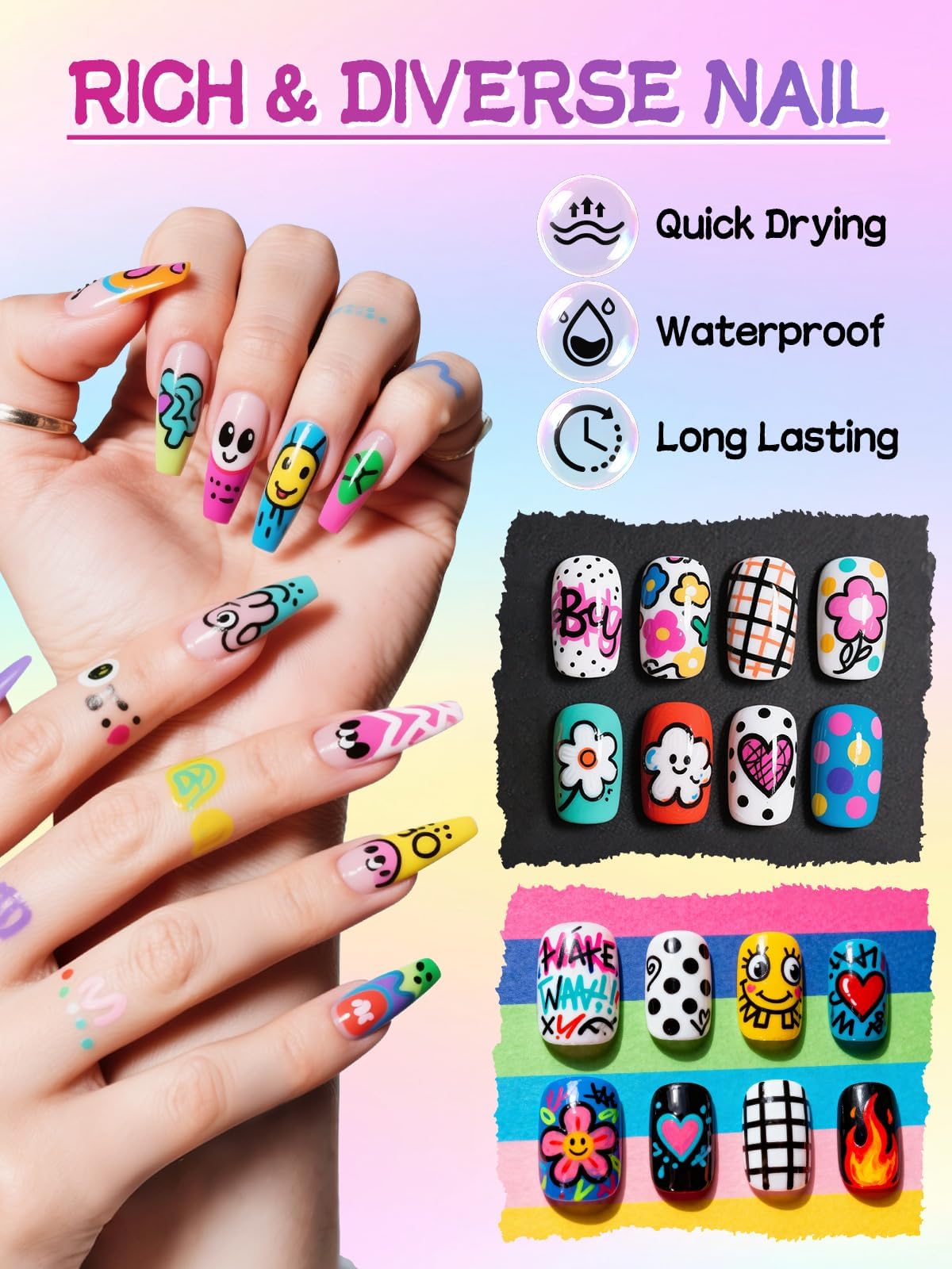 EBANKU nail art doodle pens for beginners and pros alike