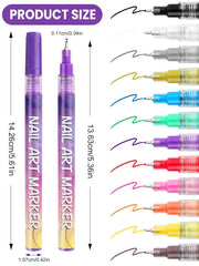 EBANKU nail art pens 0-5mm tip for precise doodling.