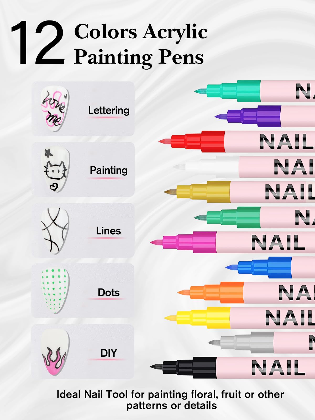 EBANKU nail art pen with 0.7mm tip for precise doodling and patterns