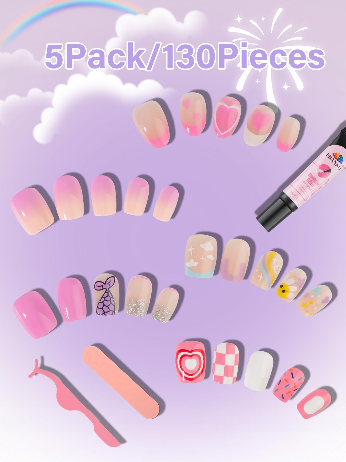 EBANKU nail-builder-glue application demonstrates reliable bonding for kids' nails.