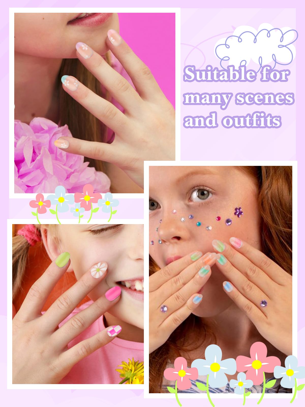EBANKU nails on fingers girl-friendly setup illustrates easy, age-appropriate use.