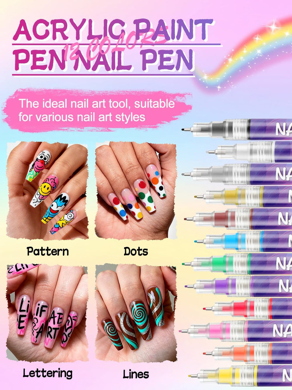 EBANKU ultra-fine tip 0.5mm pen for precise nail detail work