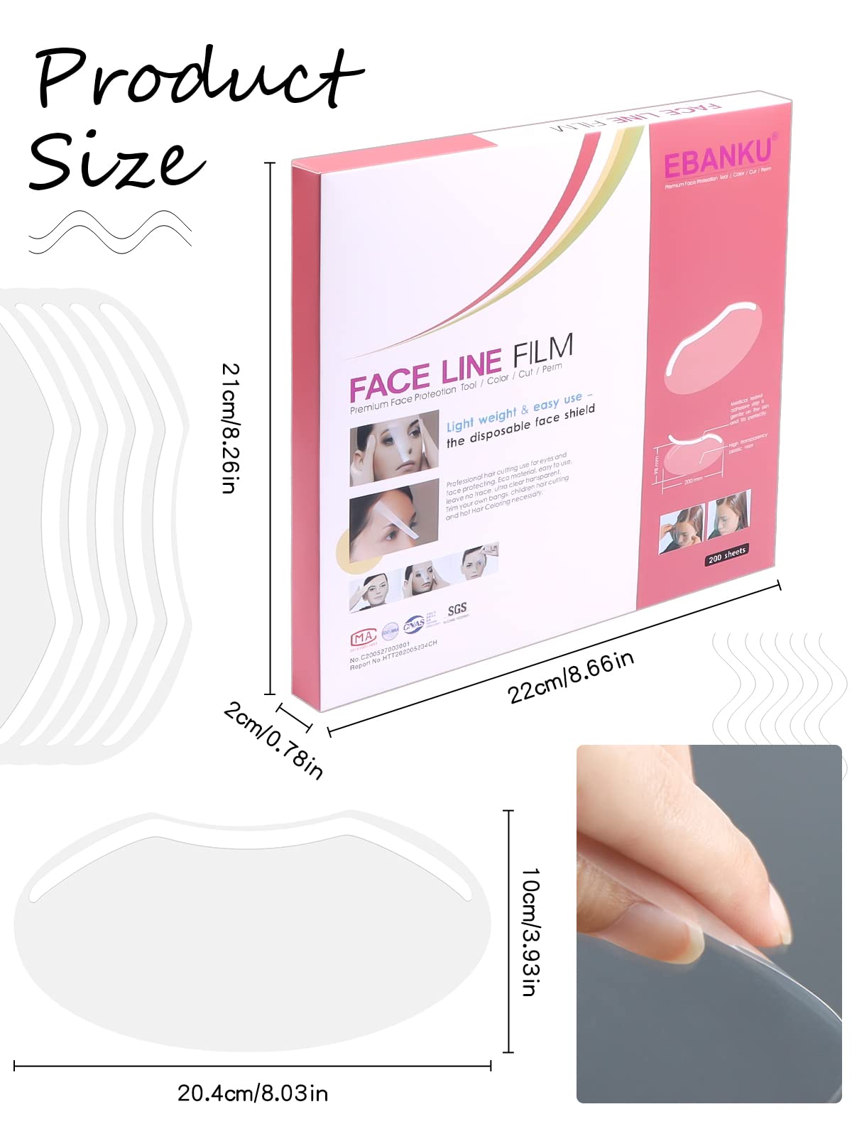 EBANKU visor with adhesive strip close-up for skin-friendly seal