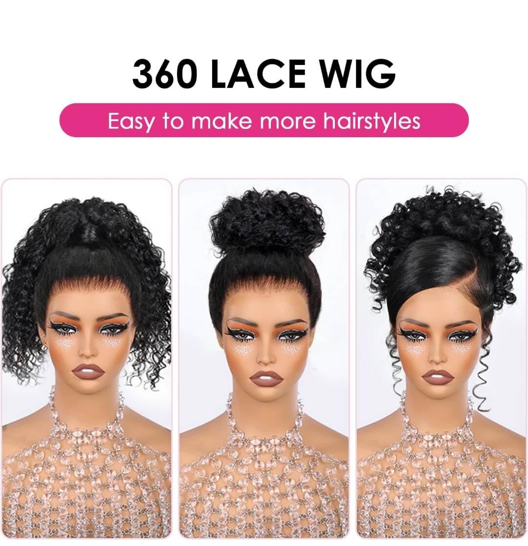 Ebarly 26-inch water wave HD lace front wig full-length look
