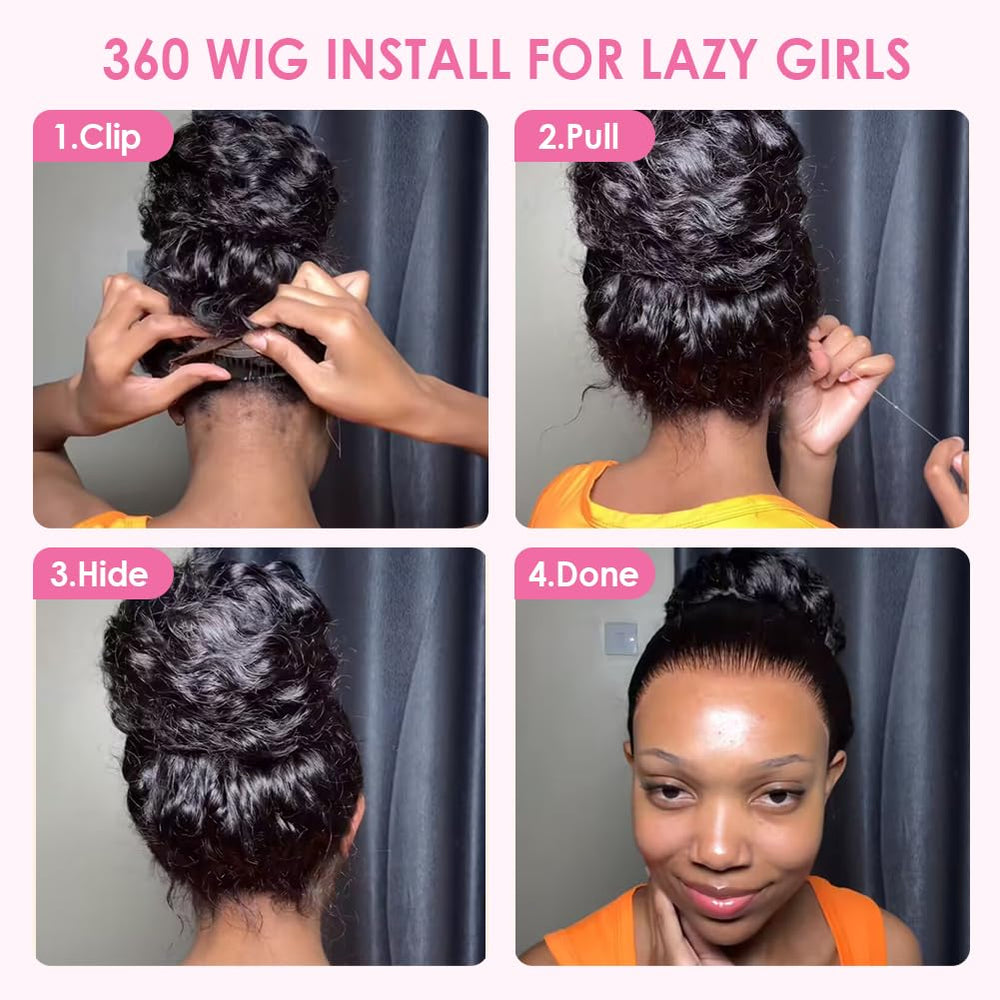 Ebarly 360 glueless wig with invisible strap for easy wear