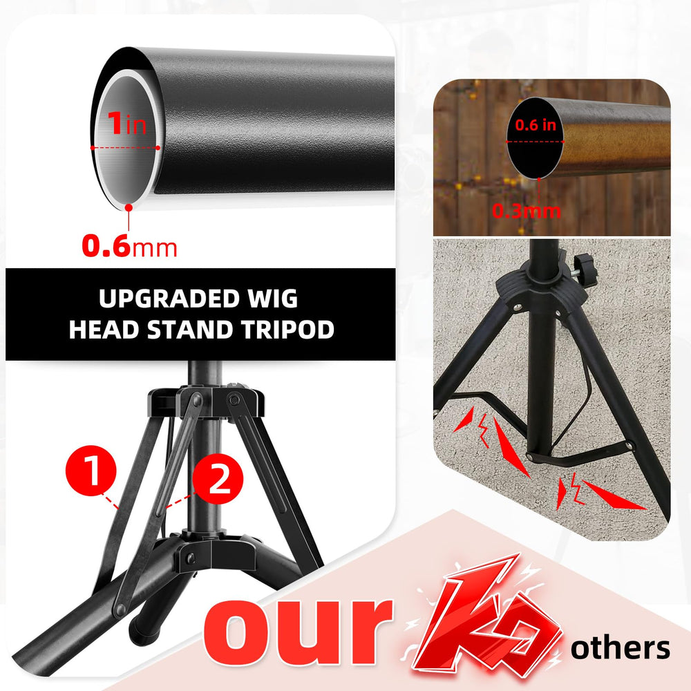 EBLIKI wig stand top rotates 360 degrees for precise wig positioning
