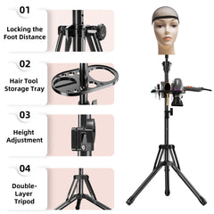 EBLIKI wig stand tool tray storage keeps tools within reach