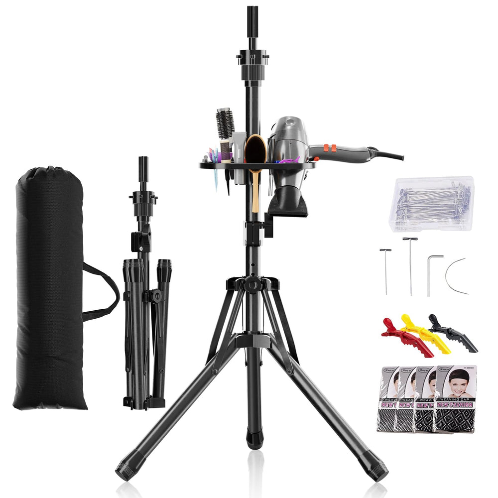 EBLIKI wig stand tripod with stable base for safe styling