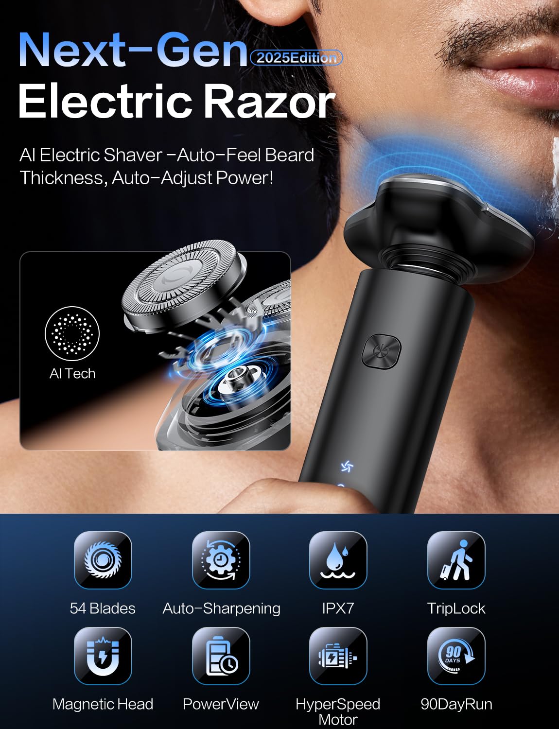 eboboin bs8012 waterproof shaver supports wet and dry shaving for quick routines