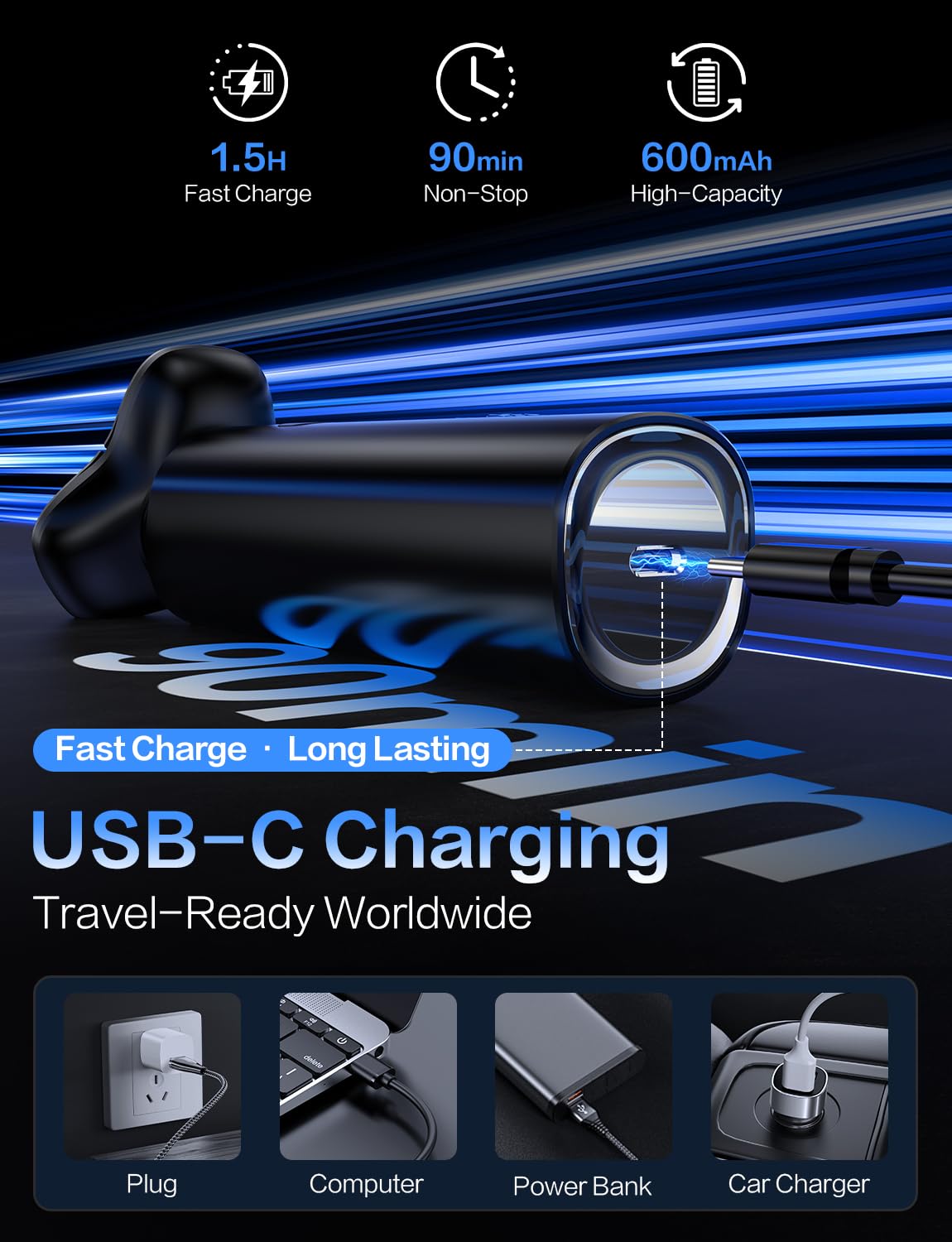 eboboin matte-black-uv-finish shaver combines durability with executive style