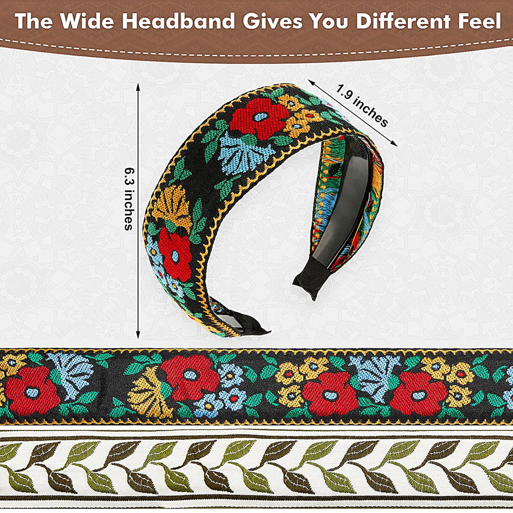 EBOOT boho headband wide-embroidery-detail for a bold look