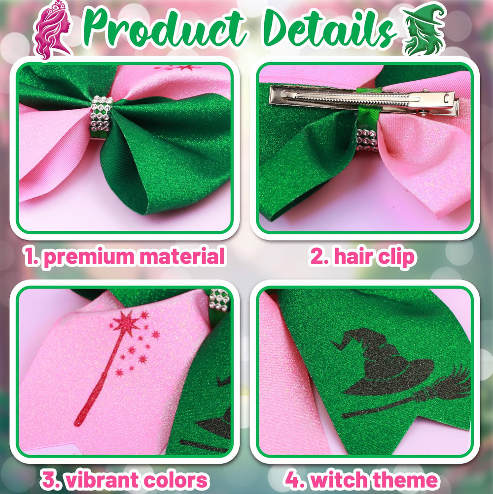 eboozone lazo bruja rosa-verde con clip metálico, ideal para diario