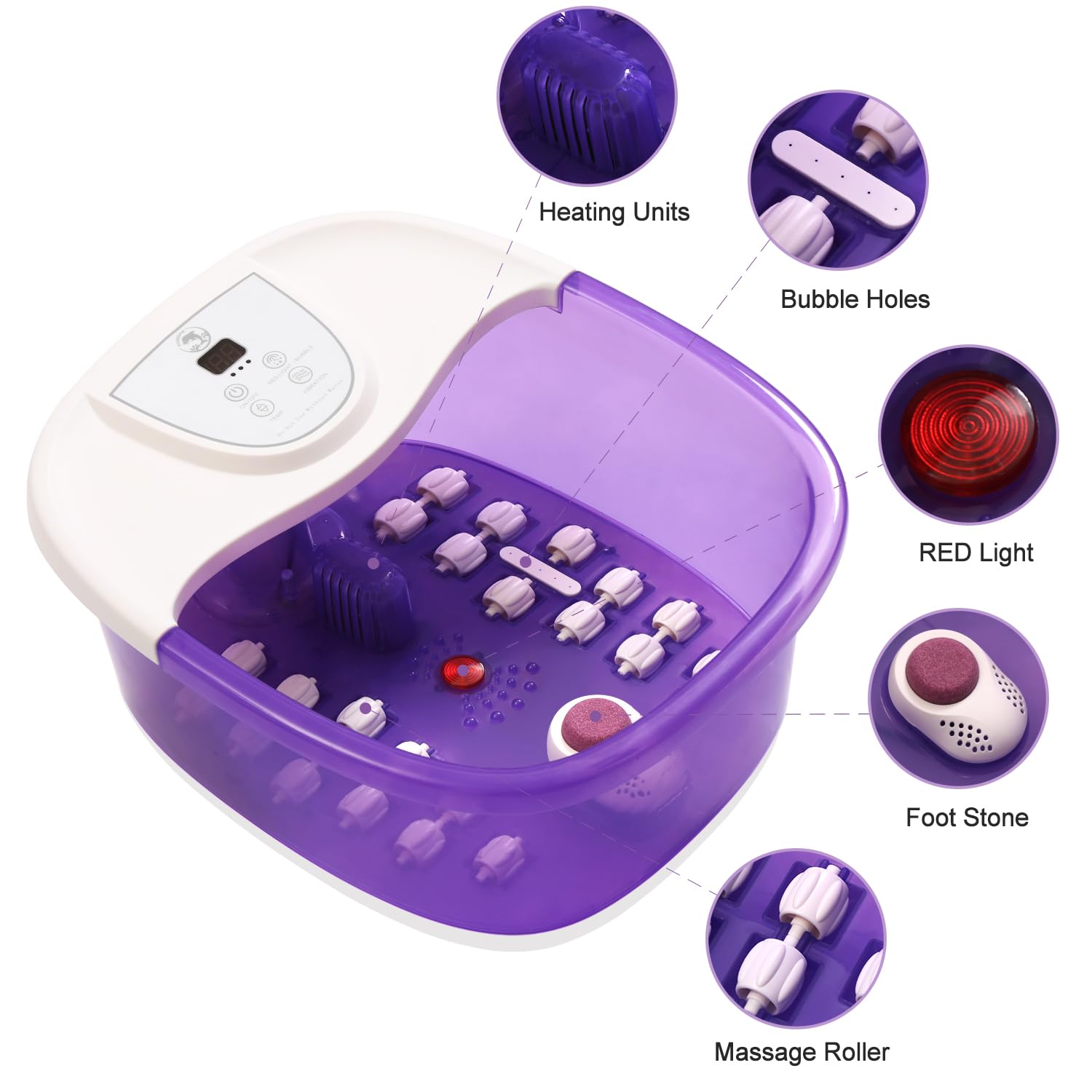 ECARBME 15.7-inch diameter tub fits larger feet comfortably.