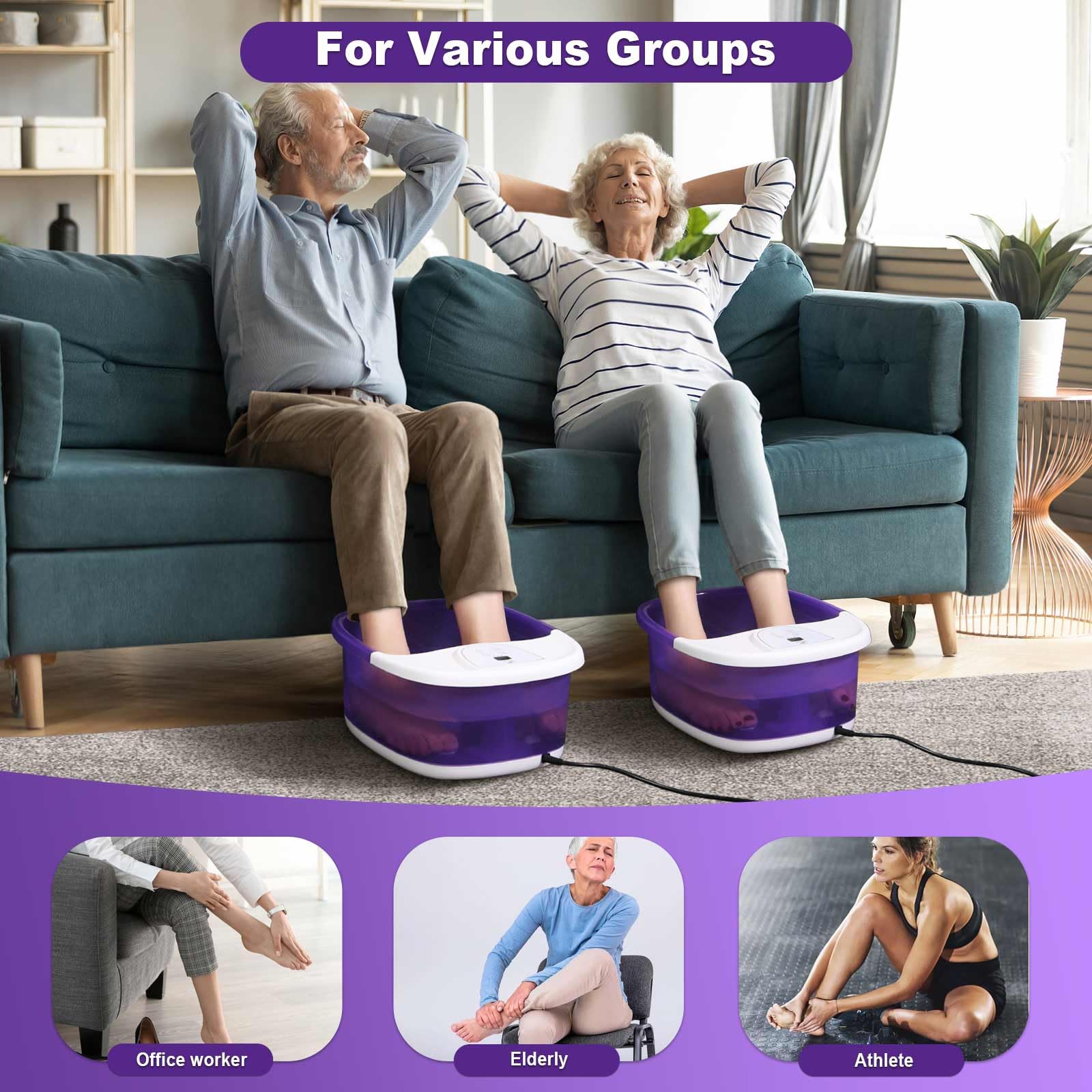 ECARBME foot spa massager 22 rollers target arches and soles.