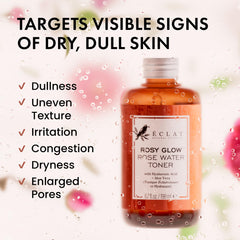 Eclat Skincare Rose Water Toner splash demonstrates quick toning for balanced skin