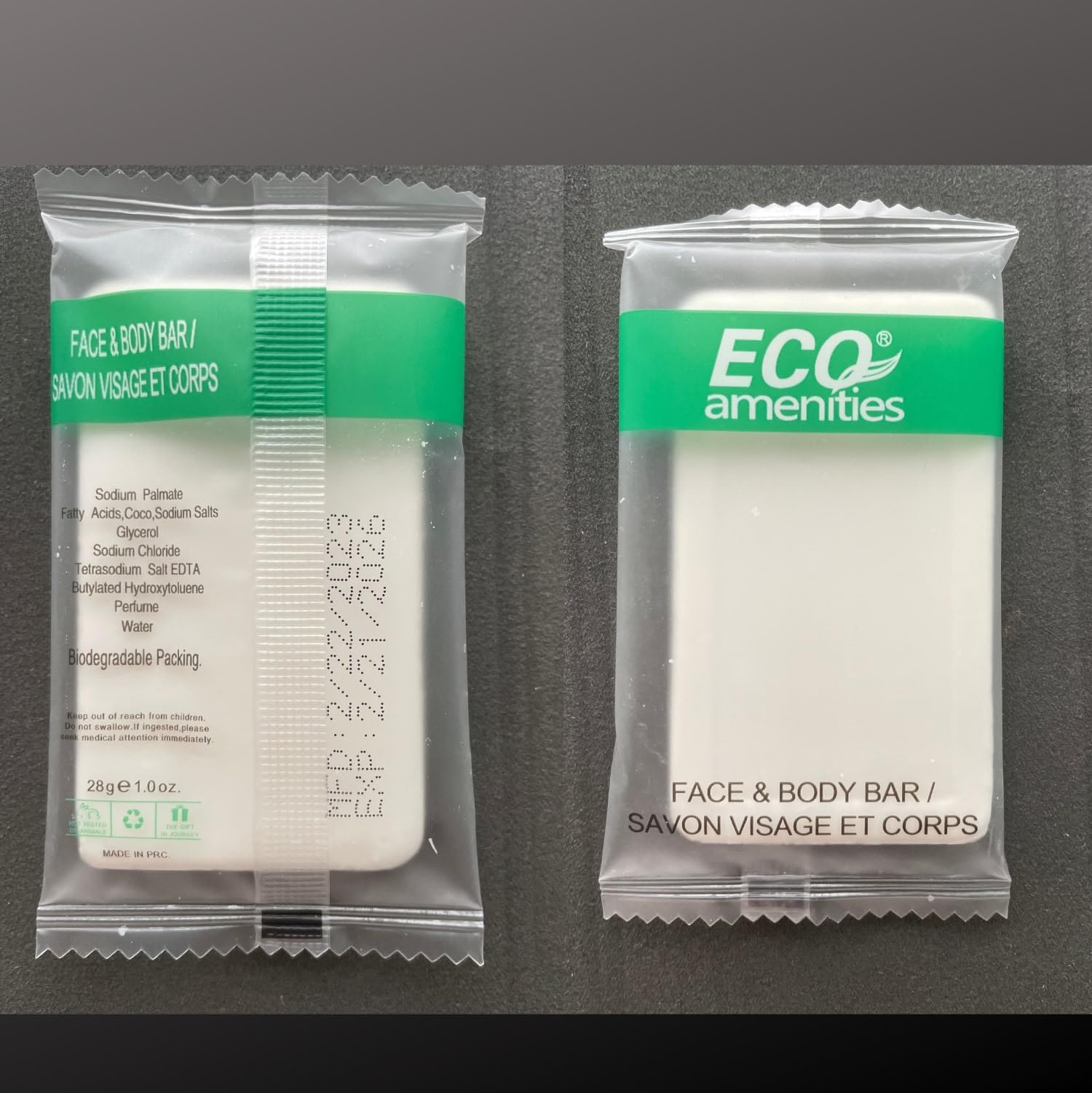 ECO amenities bar soap green tea scent refreshes skin while traveling