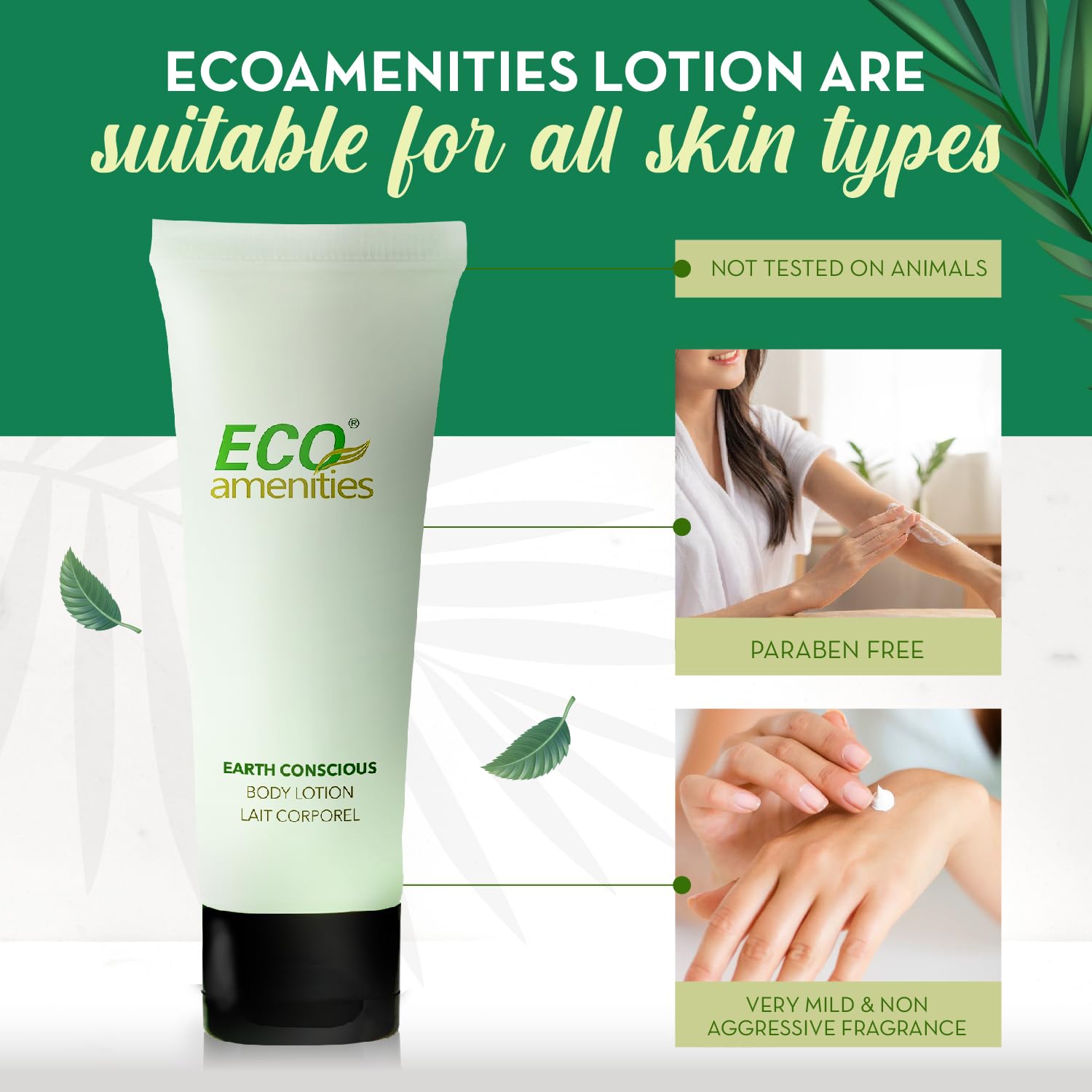 ECO amenities green tea scented lotion offers refreshing unisex hydration