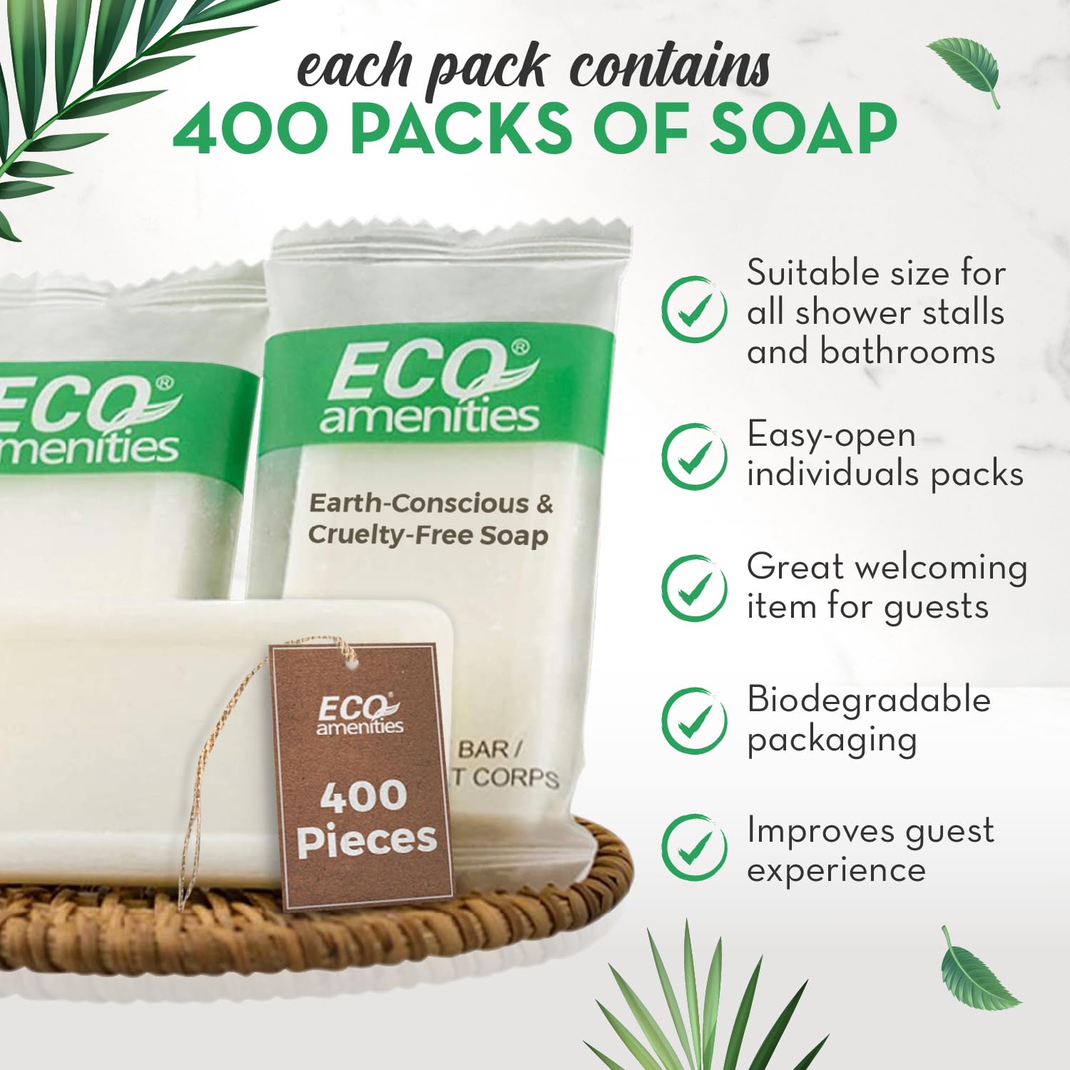 Green tea scented ECO amenities soap adds fresh aroma to a bathroom