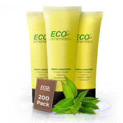 Eco Amenities mini travel shampoo bottle pour for easy on-the-go refreshment.
