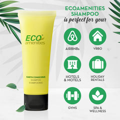 ECO amenities travel shampoo tubes clear flip-cap close-up highlighting easy portion control