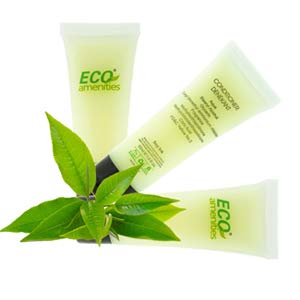 ECO Amenities travel-size conditioner with green tea scent enhances guest comfort