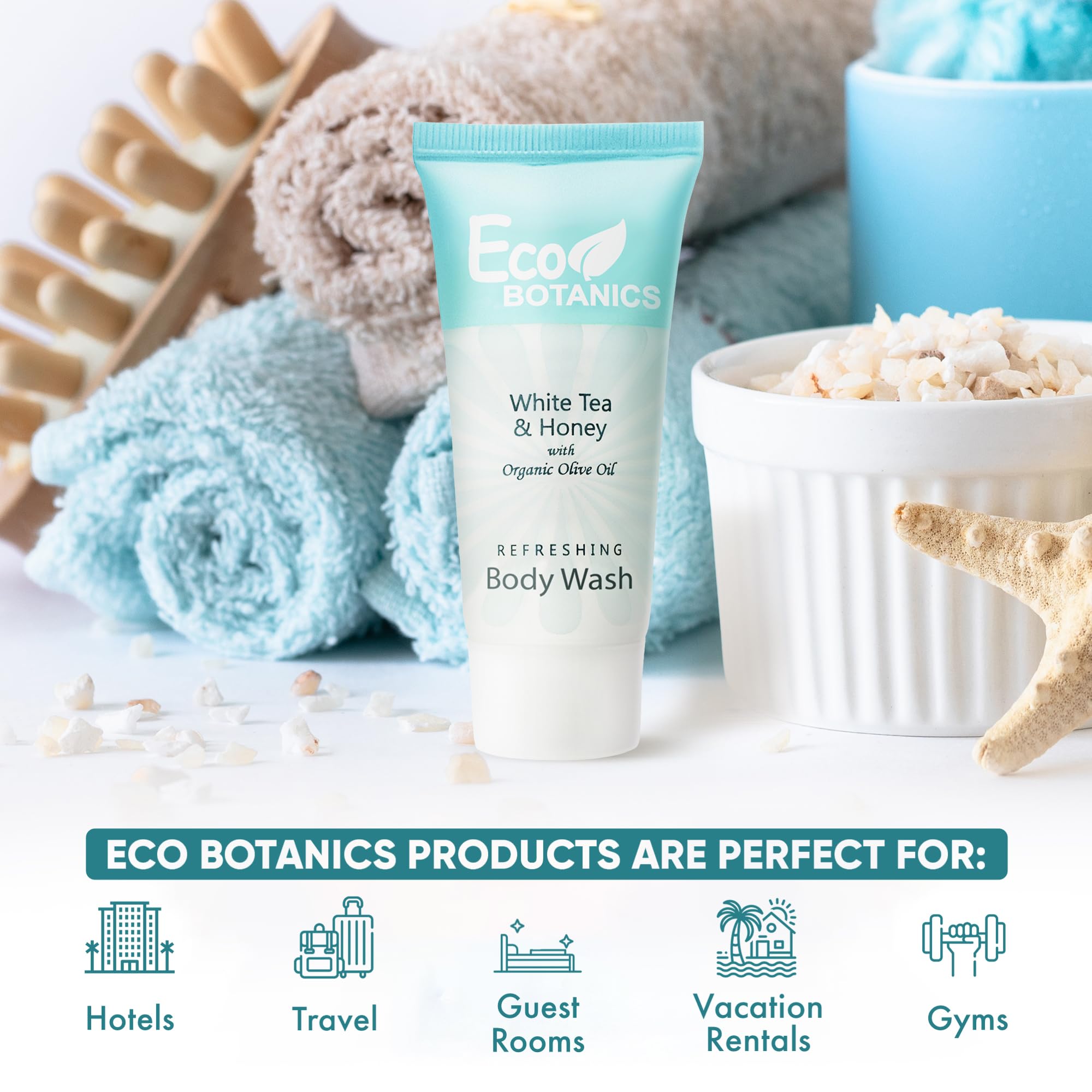 Eco Botanics body wash closeup showing refreshing natural scent.