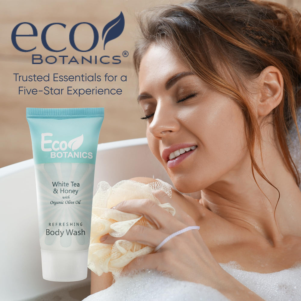 Eco Botanics paraben-free gluten-free badge on packaging.