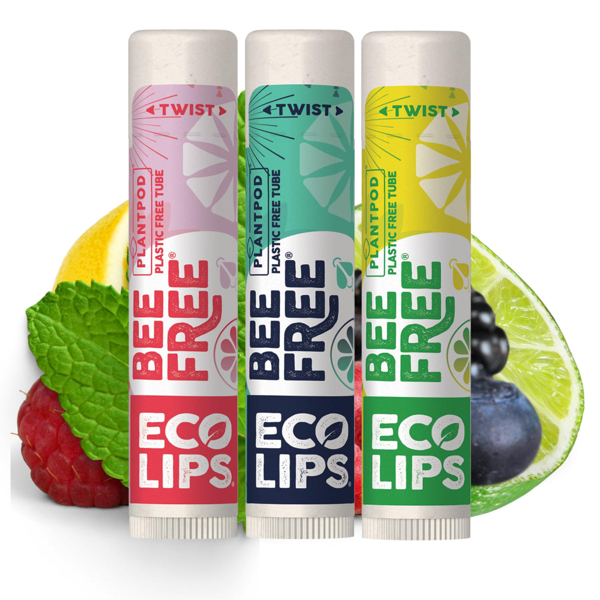 Eco Lips Bee Free Variety Pack showcases plastic-free packaging for sustainable lip care.