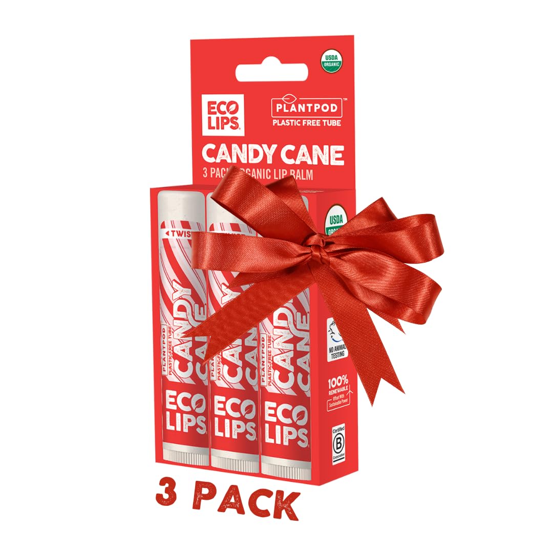Eco Lips Candy Cane lip balm tube for everyday lip hydration.