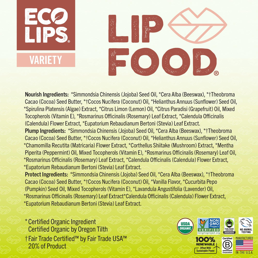 Eco Lips Lip Food spirulina image emphasizes nutrient-dense formula for lips