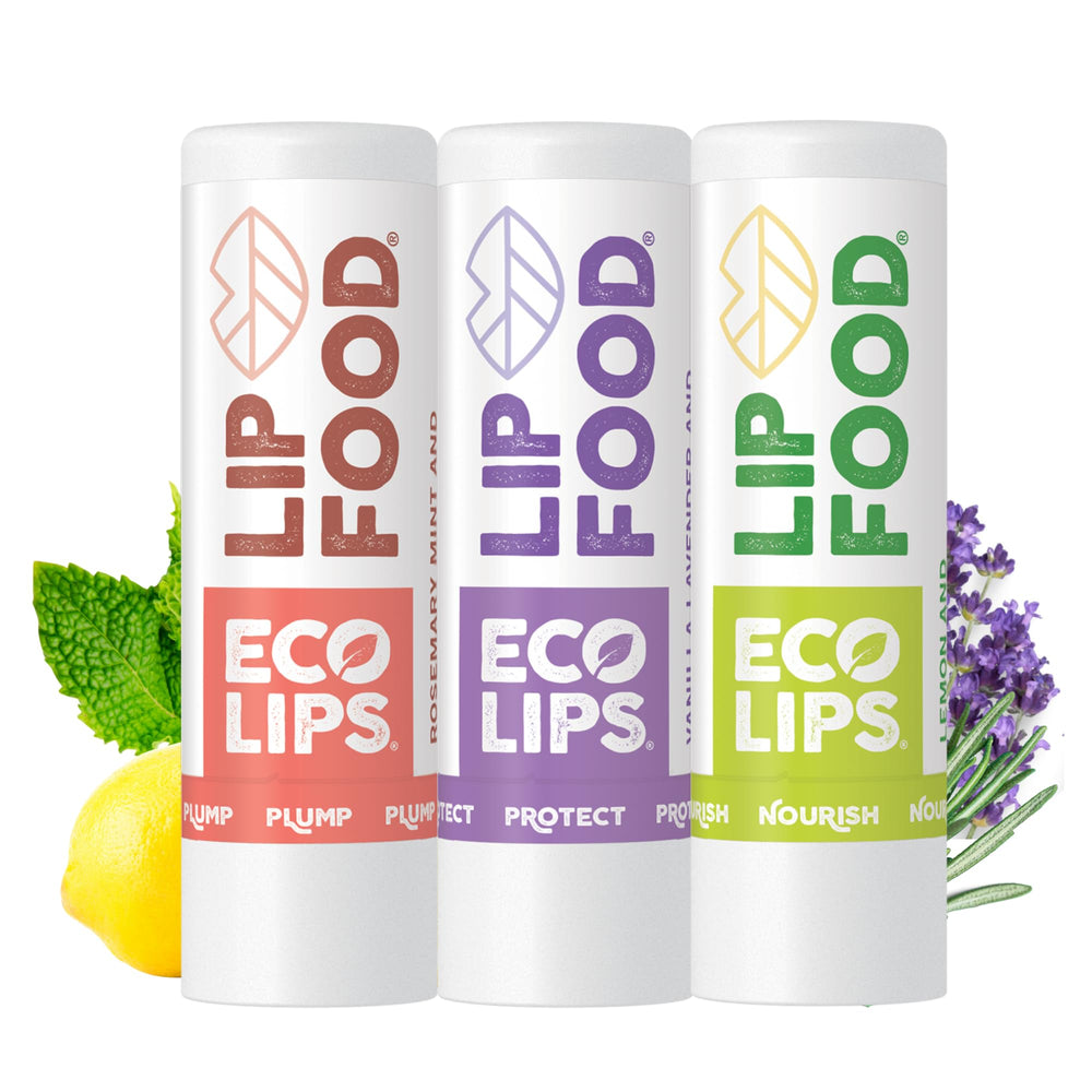 Eco Lips Lip Food tube closeup shows nourishing balm for everyday hydration