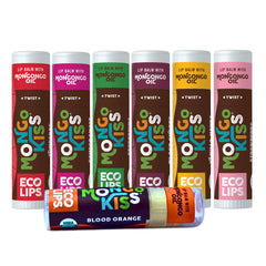 Eco Lips Mongo Kiss Blood Orange tube for lasting moisture and bright flavor.