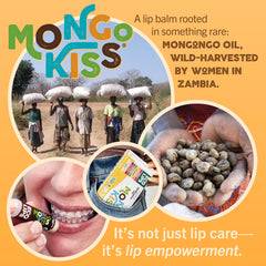 Eco Lips Mongo Kiss ingredients label details organic mongongo oil and cocoa butter.