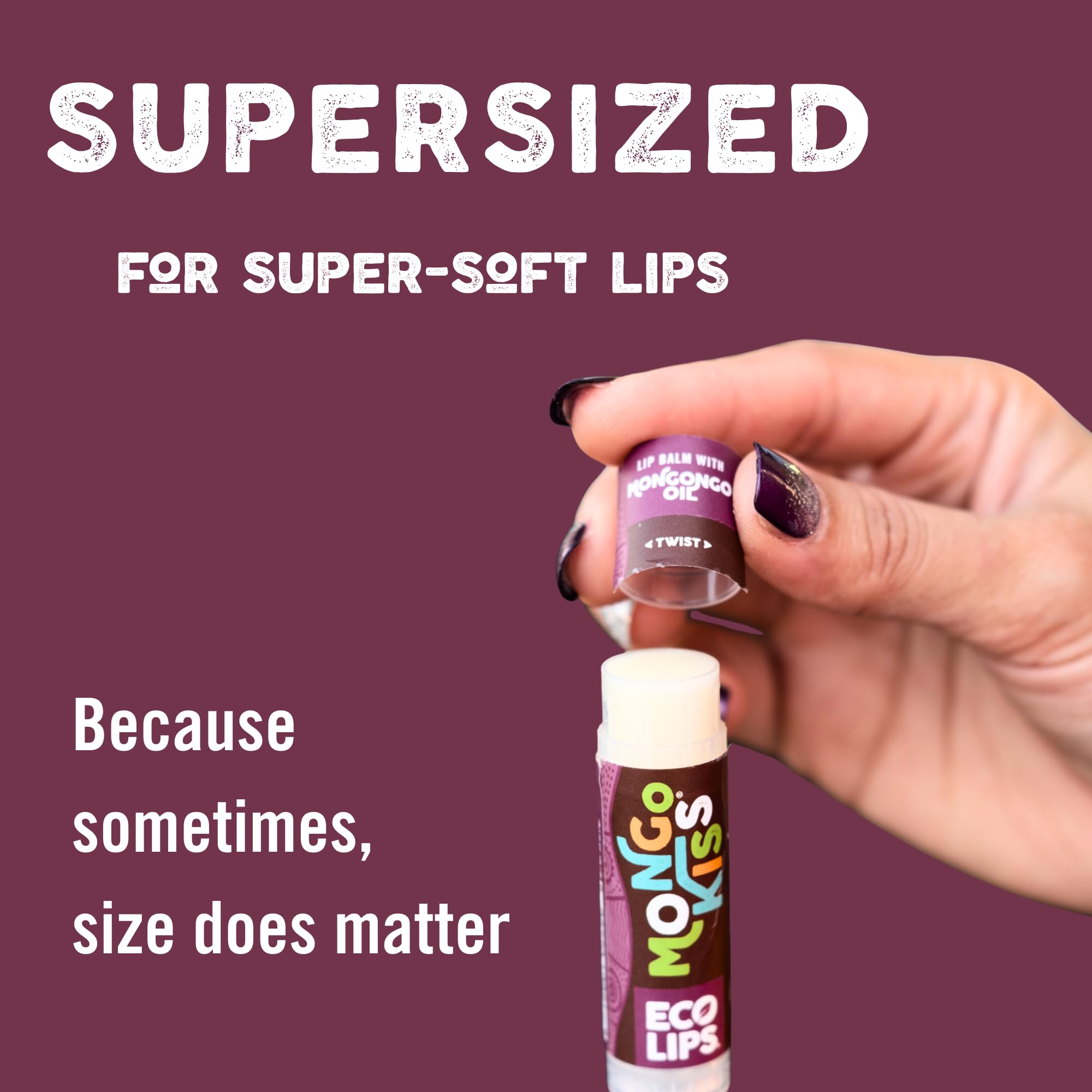 Eco Lips Mongo Kiss Mongongo Oil bottle highlighting natural moisture from Africa.