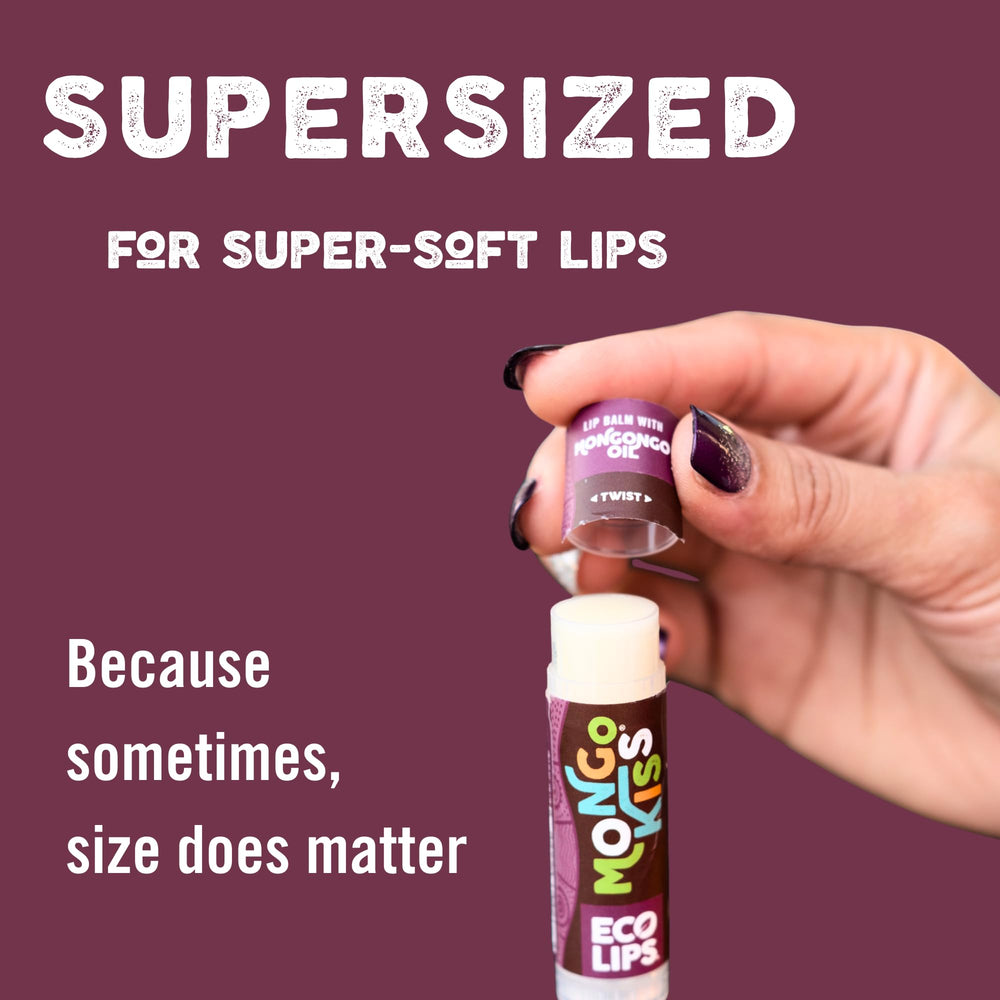 Eco Lips Mongo Kiss Mongongo Oil bottle highlighting natural moisture from Africa.